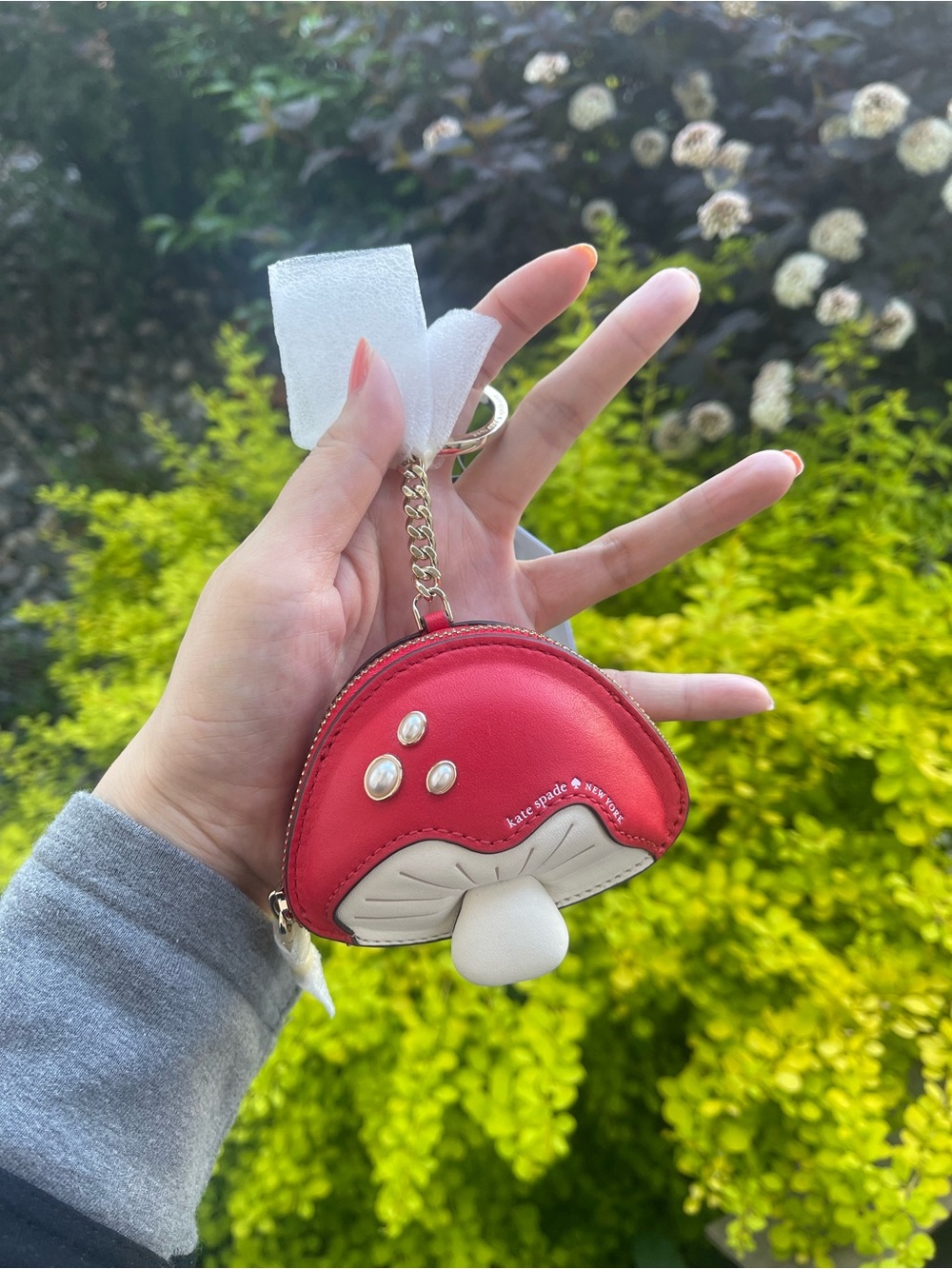 Kate Spade Red Mushroom Coin Purse Keychain